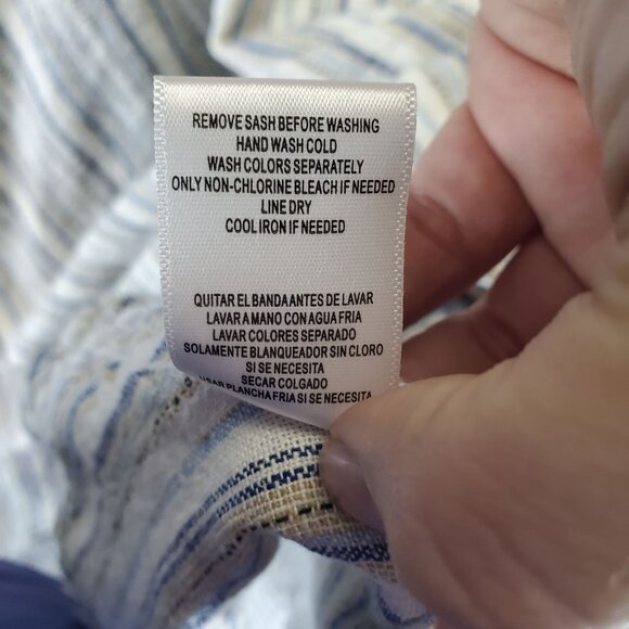 Violet Weekend Dress Womens XL Multicolor Stripe V-Neck Sleeveless Linen Blend - Picture 5 of 11